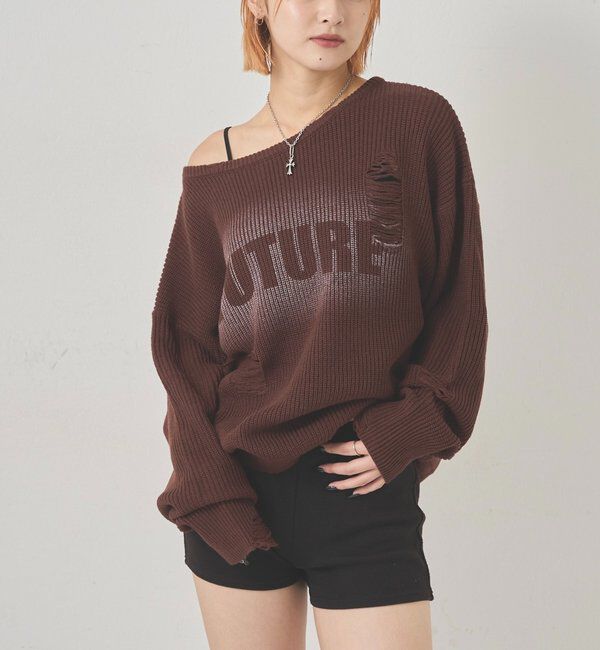  「DISTRESSED SPRAY LOGO KNIT/ダメージスプレーロゴニット」|ニット・セーター|
