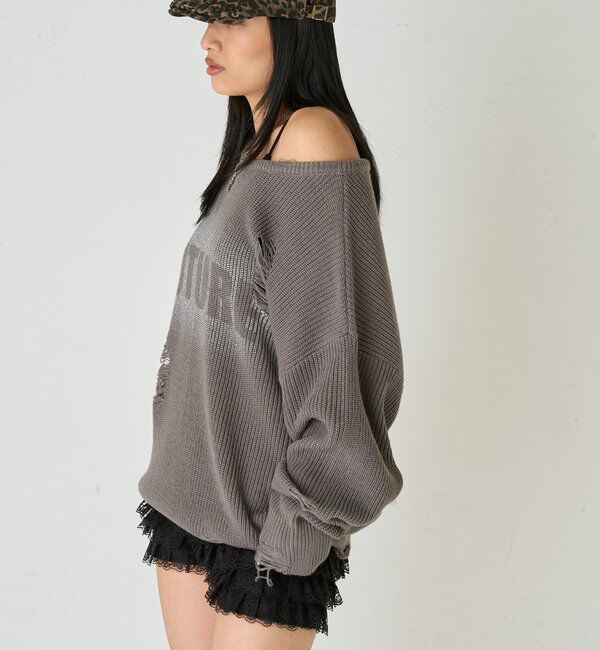  「DISTRESSED SPRAY LOGO KNIT/ダメージスプレーロゴニット」|ニット・セーター|
