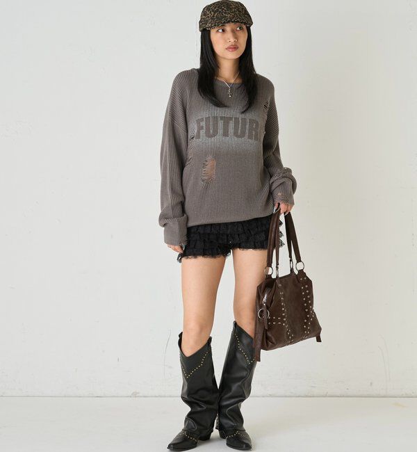  「DISTRESSED SPRAY LOGO KNIT/ダメージスプレーロゴニット」|ニット・セーター|