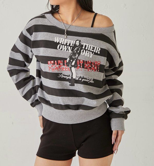  「エリオットラインストーンコンパクトオフショル 」|Tシャツ・カットソー|