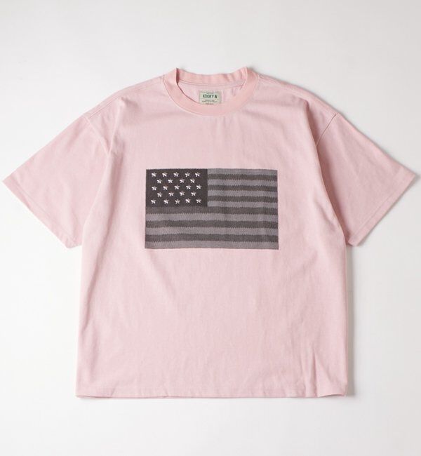 「【UNISEX】KOOKY'N スタースタッズフラッググラフィックTEE」|Tシャツ・カットソー|ピンク