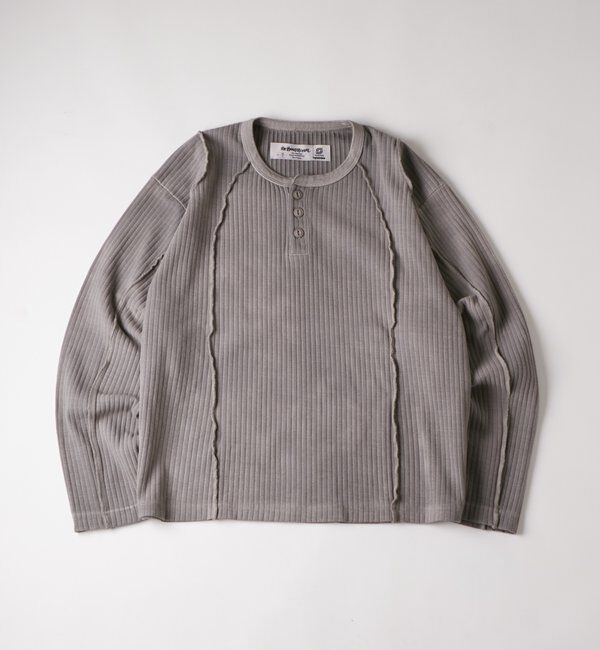  「【Sourcream】針抜きヘンリースイッチングL/S TEE」|Tシャツ・カットソー|ライトグレー