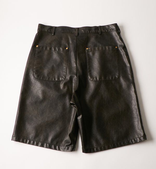  「レザーダブルニーハーフパンツ」|チノ|