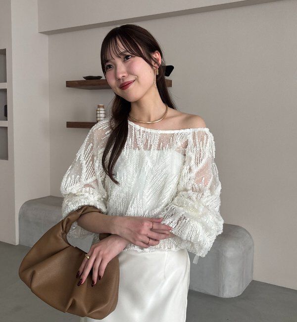  「【yuu企画】ジャガードシアーブラウス」|シャツ・ブラウス|