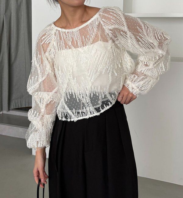  「【yuu企画】ジャガードシアーブラウス」|シャツ・ブラウス|