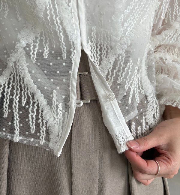  「【yuu企画】ジャガードシアーブラウス」|シャツ・ブラウス|