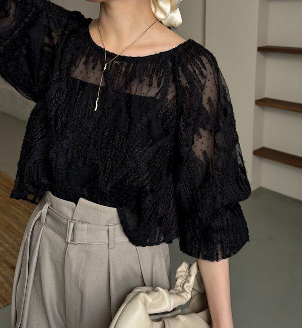  「【yuu企画】ジャガードシアーブラウス」|シャツ・ブラウス|