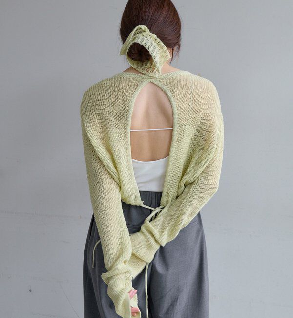  「バックデザインペーパーメッシュカーディガン」|カーディガン|