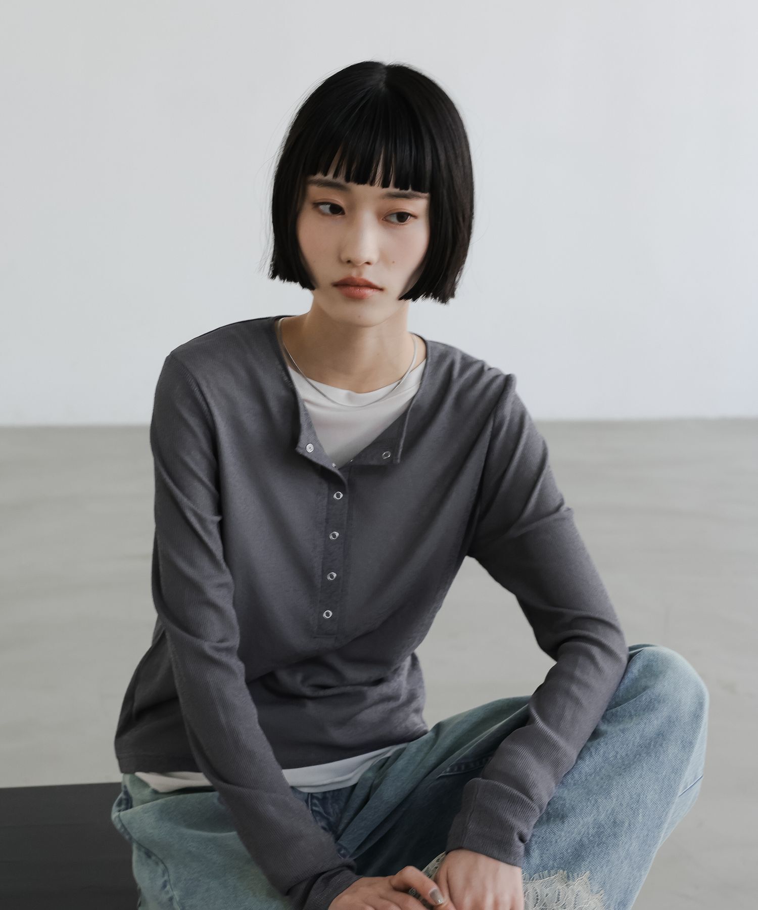 LOWRYS FARM「USEFULヘンリープルオーバーLS」|Tシャツ・カットソー|