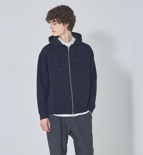 ABAHOUSE「【インバーテッドプリーツ】ジップパーカー / ダンボールニット」|パーカー|