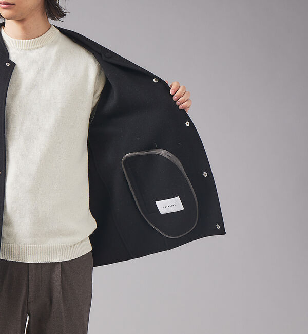 ABAHOUSE「【super120s】ウールリバー ノーカラーブルゾン」|ブルゾン・スタジャン|