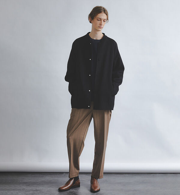 ABAHOUSE「【super120s】ウールリバー ノーカラーブルゾン」|ブルゾン・スタジャン|