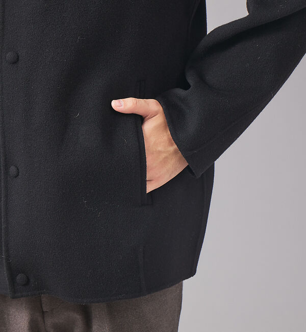 ABAHOUSE「【super120s】ウールリバー ノーカラーブルゾン」|ブルゾン・スタジャン|