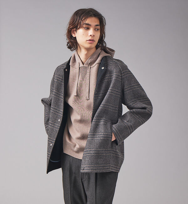 ABAHOUSE「【super120s】ウールリバー ノーカラーブルゾン」|ブルゾン・スタジャン|