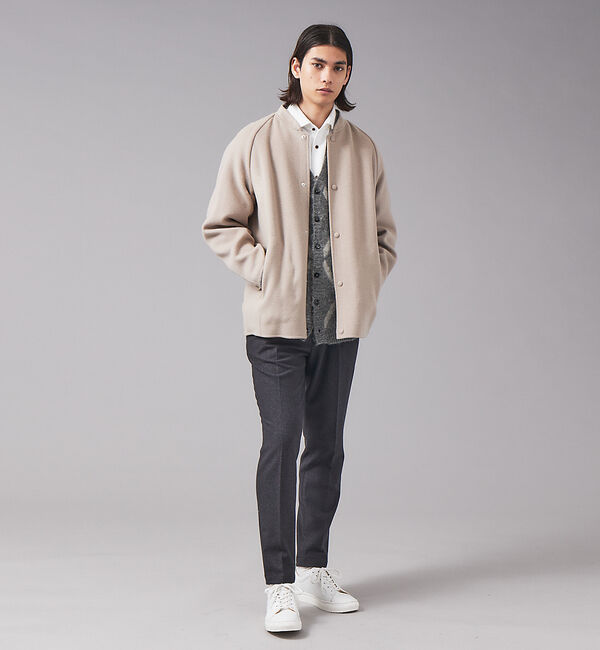 ABAHOUSE「【super120s】ウールリバー ノーカラーブルゾン」|ブルゾン・スタジャン|