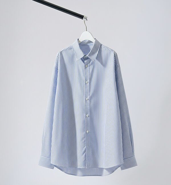 ABAHOUSE「ストレッチコットン レギュラーカラー リラックスシャツ / オーバーサイズ」|シャツ・ブラウス|ブルー系その他1