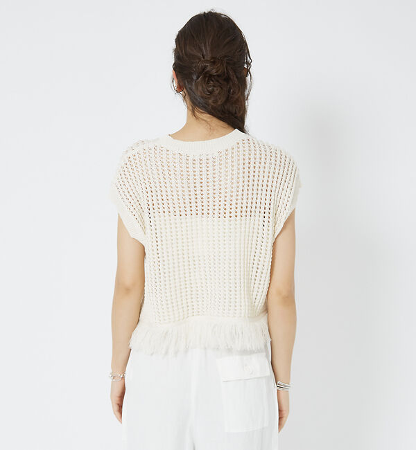 Rouge vif「メッシュニットフリンジショートプルオーバー」|ニット・セーター|