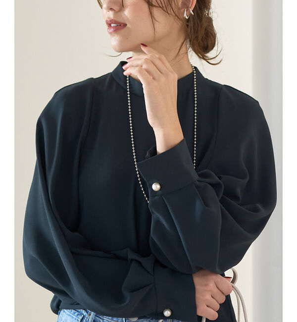 Rouge vif「ボリュームスリーブブラウス」|シャツ・ブラウス|ネイビー