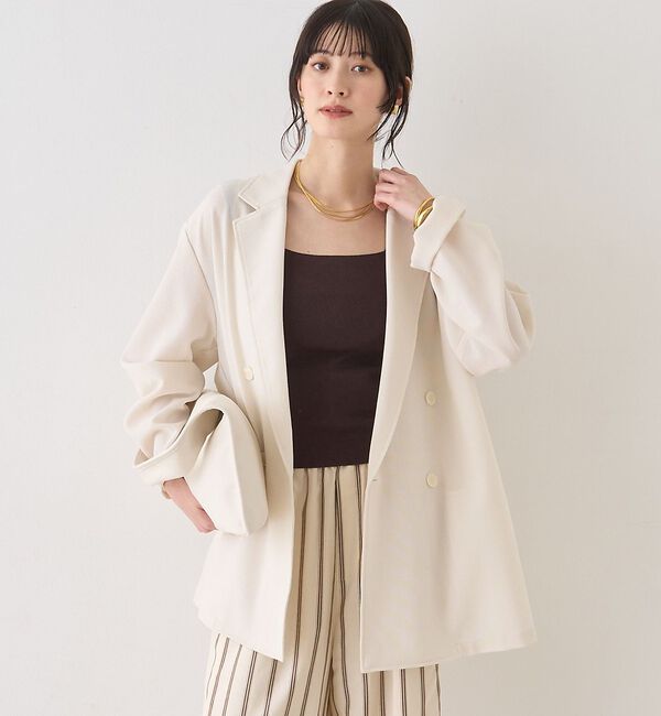 Rouge vif「バスケットメッシュダブルジャケット【予約】」|テーラードジャケット|ホワイト