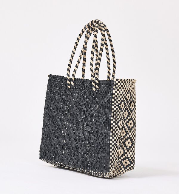 Rouge vif「【MOON BIRD/ムーンバード】手編みのメルカドバッグS/かごバッグ/ハンド」|かごバッグ|ブラック
