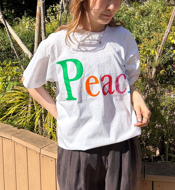 Rouge vif「【byeA./バイエー】Peach TEE/ロゴTシャツ」|Tシャツ・カットソー|ホワイト