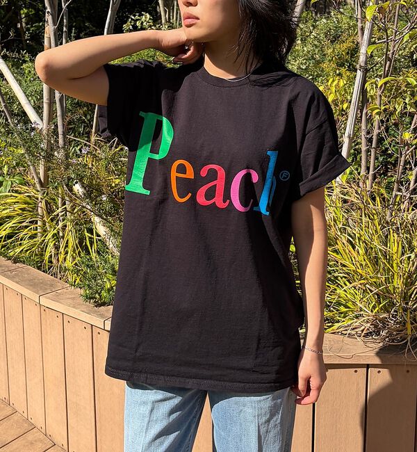 Rouge vif「【byeA./バイエー】Peach TEE/ロゴTシャツ」|Tシャツ・カットソー|ブラック