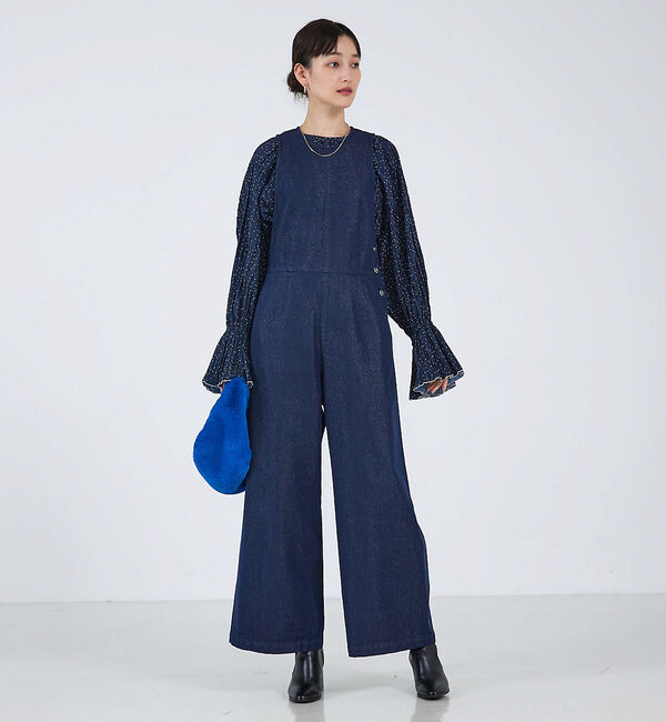 qualite「ラメデニムオールインワン」|オールインワン|インディゴ