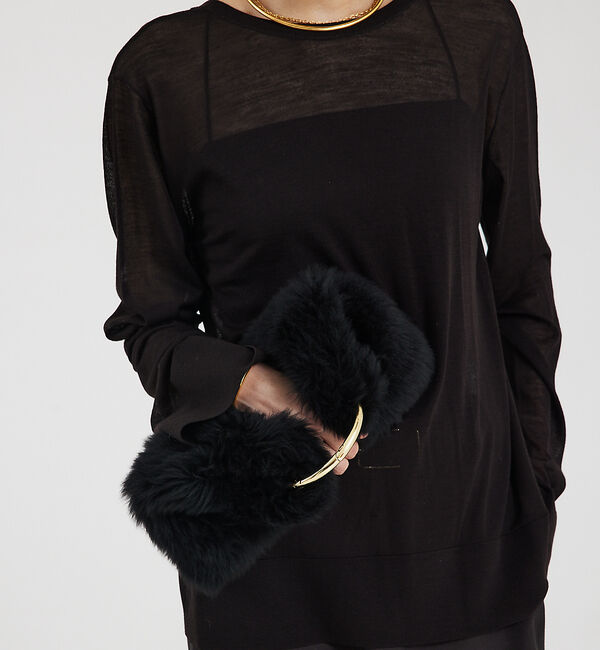 The Store by C' 「【CARUS】GOLD RING FUR BAG／ゴールドリングファーバッグ」|ハンドバッグ|ブラック