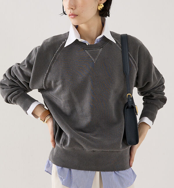 The Store by C' 「【Lee】RAGLAN SWEAT DAMAGE／ダメージスエット」|スウェット・ジャージ|チャコールグレー