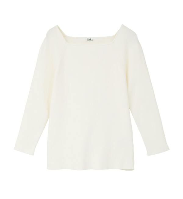 TIARA「スクエアネックリブニット」|ニット・セーター|ホワイト