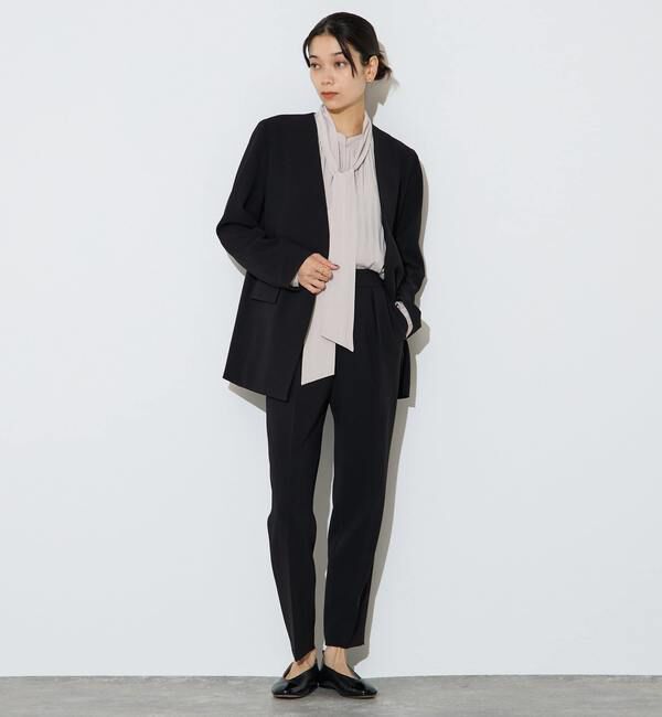 Liesse「【定番】ダブルクロスノーカラージャケット」|ノーカラージャケット|