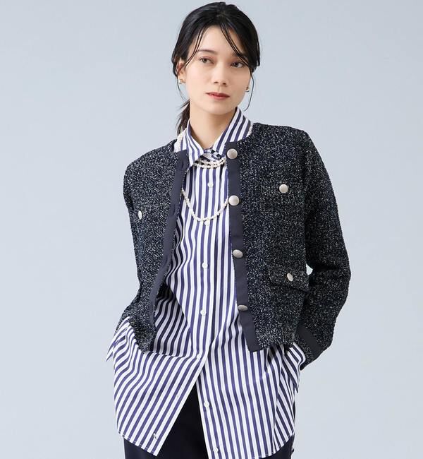 Liesse「ニットジャケット」|カーディガン|ネイビー