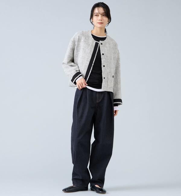 Liesse「ノーカラーツイードジャケット」|ノーカラージャケット|