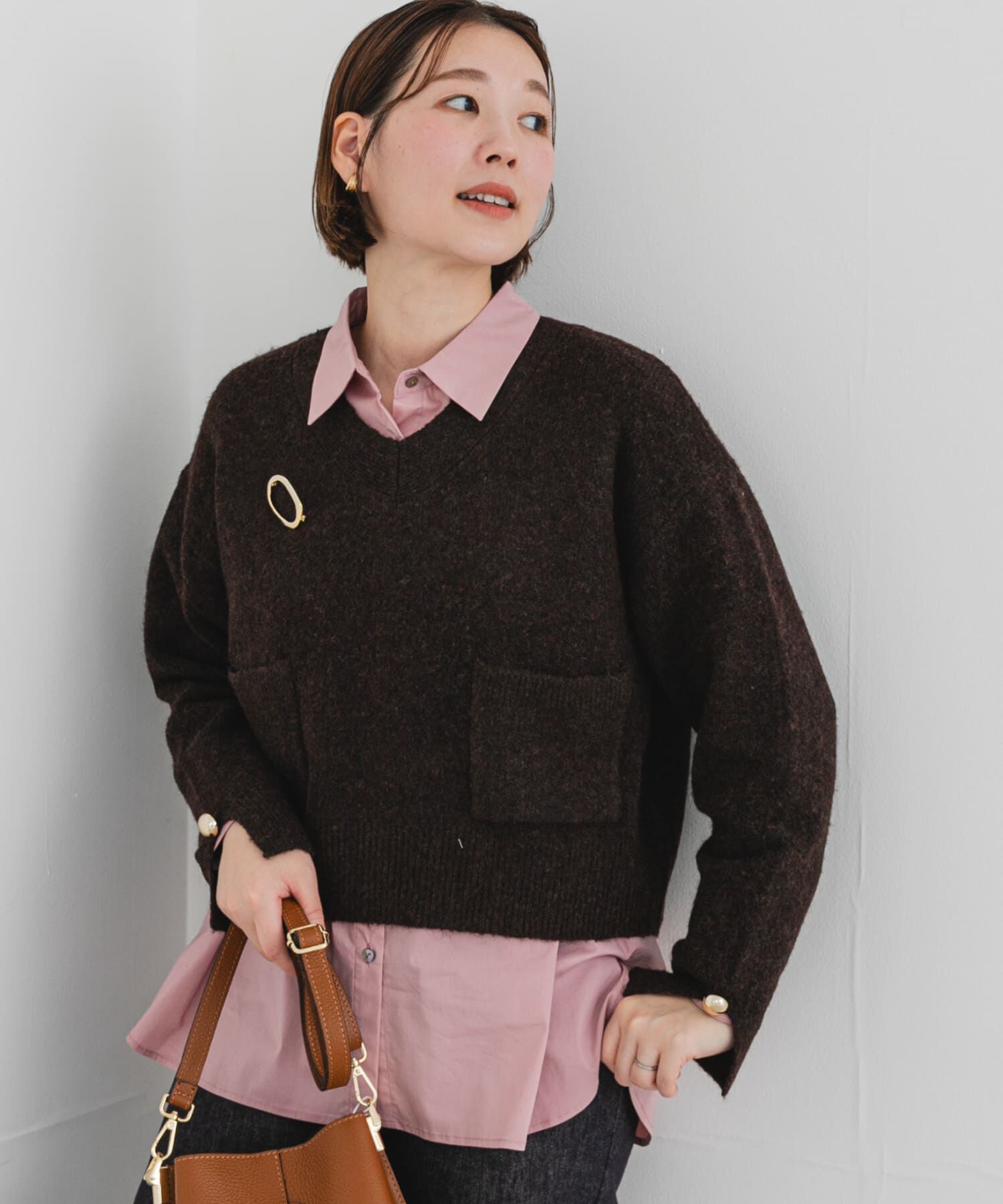 URBAN RESEARCH ROSSO「F by ROSSO　Vネック釦デザインニット」|ニット・セーター|