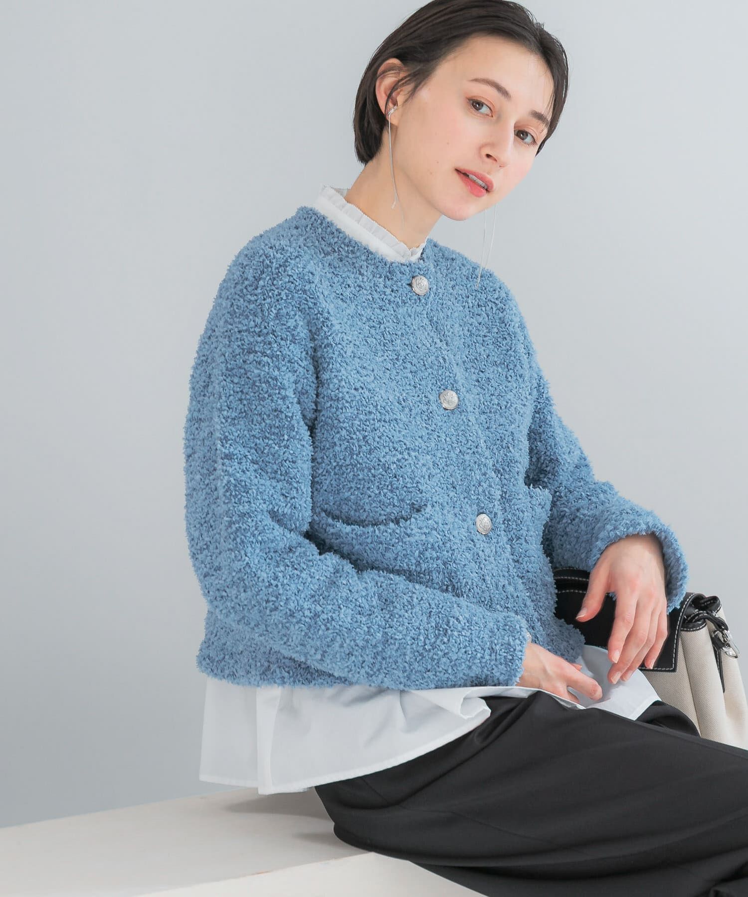 URBAN RESEARCH ROSSO「ニットツイードショートカーディガン」|カーディガン|