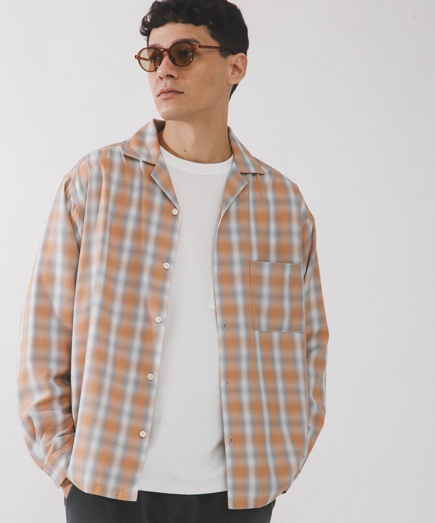 Sonny Label 「オンブレチェックロングスリーブシャツ」|シャツ・ブラウス|オレンジ系その他