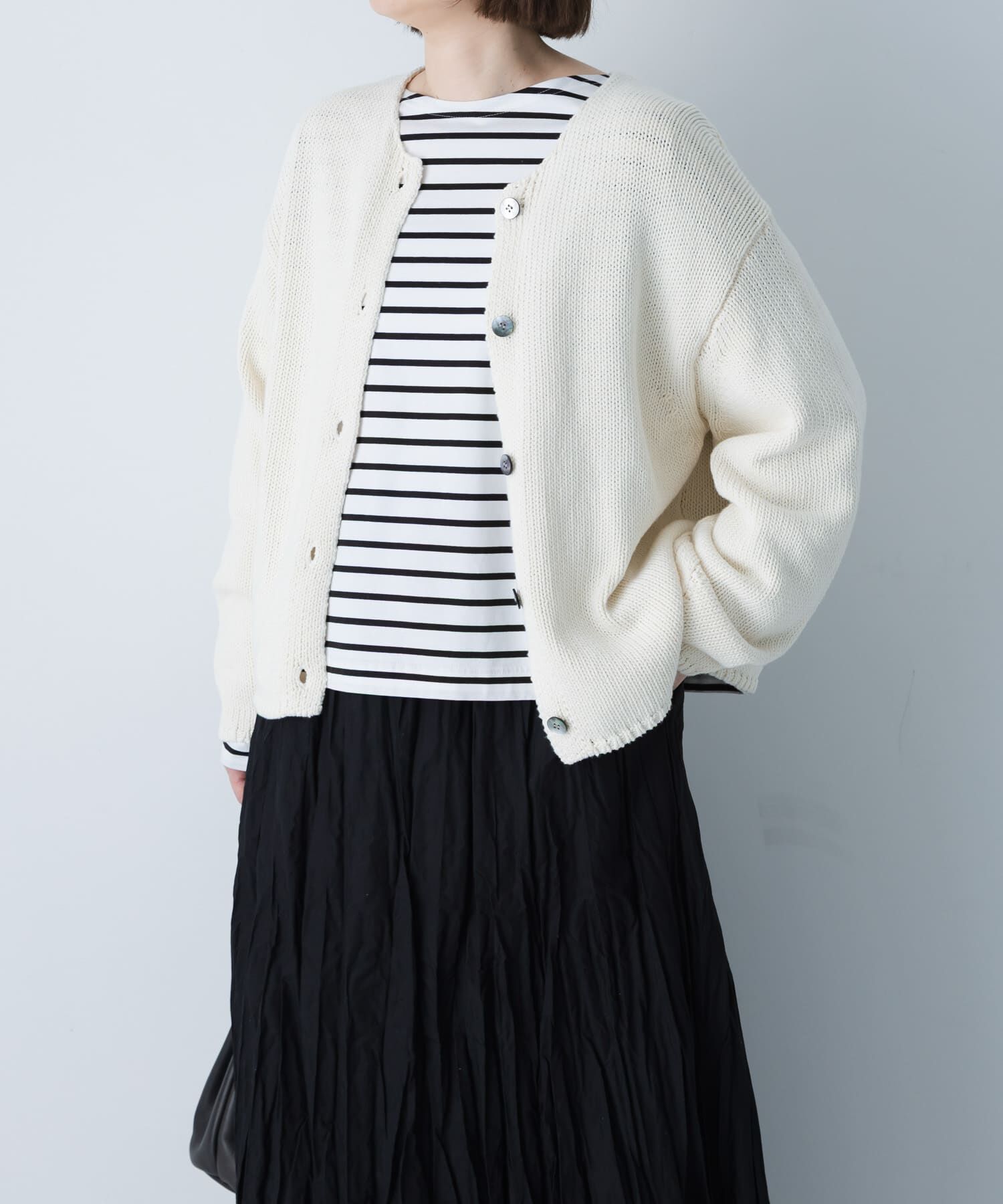かぐれ「コットンローゲージショートカーディガン」|カーディガン|