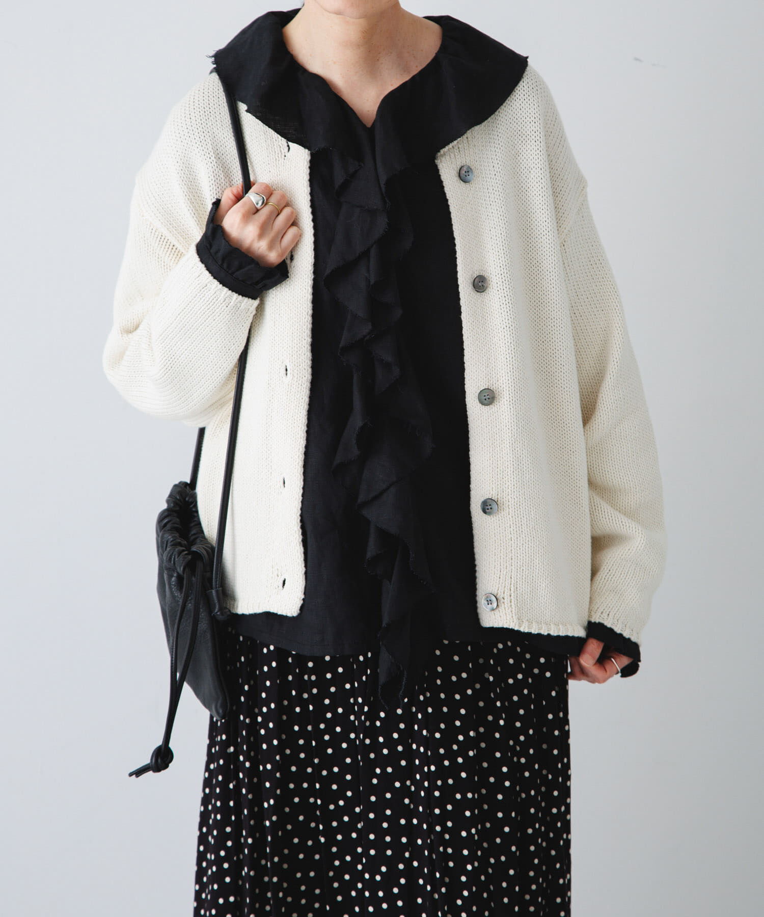 かぐれ「コットンローゲージショートカーディガン」|カーディガン|