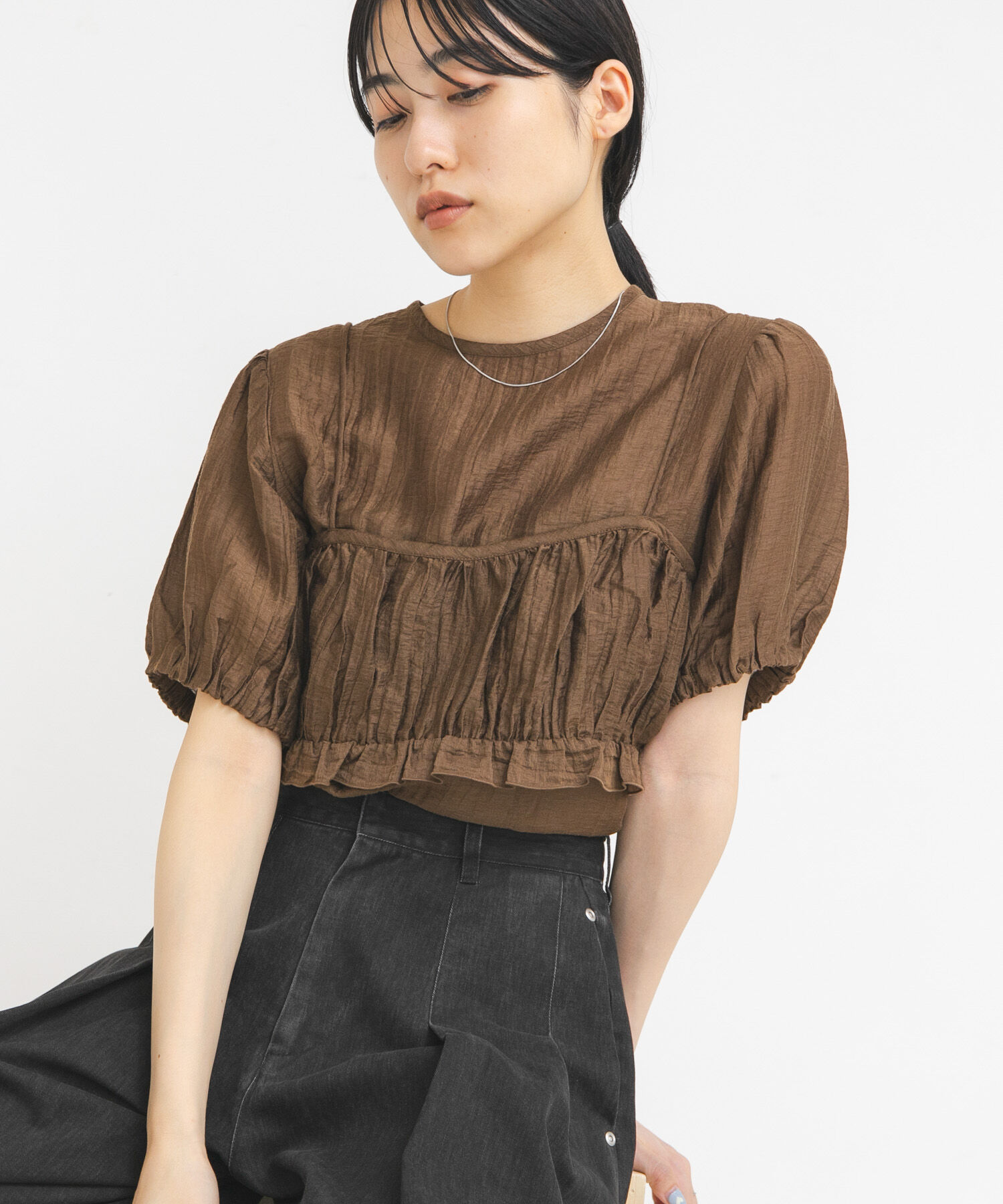  「ブラトップビスチェSETブラウス」|シャツ・ブラウス|ブラウン