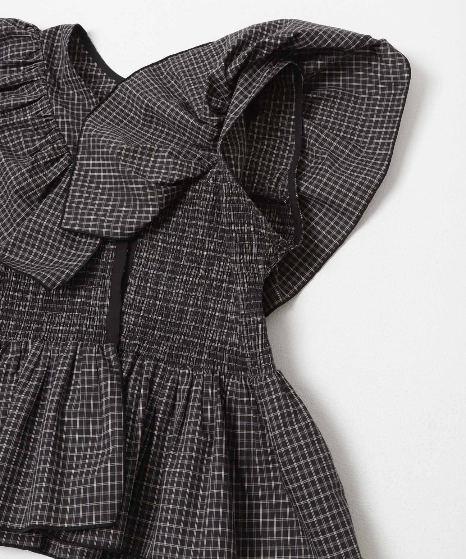  「フロントホックチェックフリルブラウス」|シャツ・ブラウス|