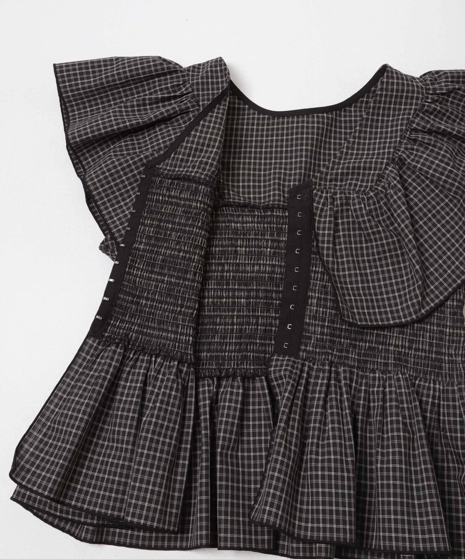  「フロントホックチェックフリルブラウス」|シャツ・ブラウス|