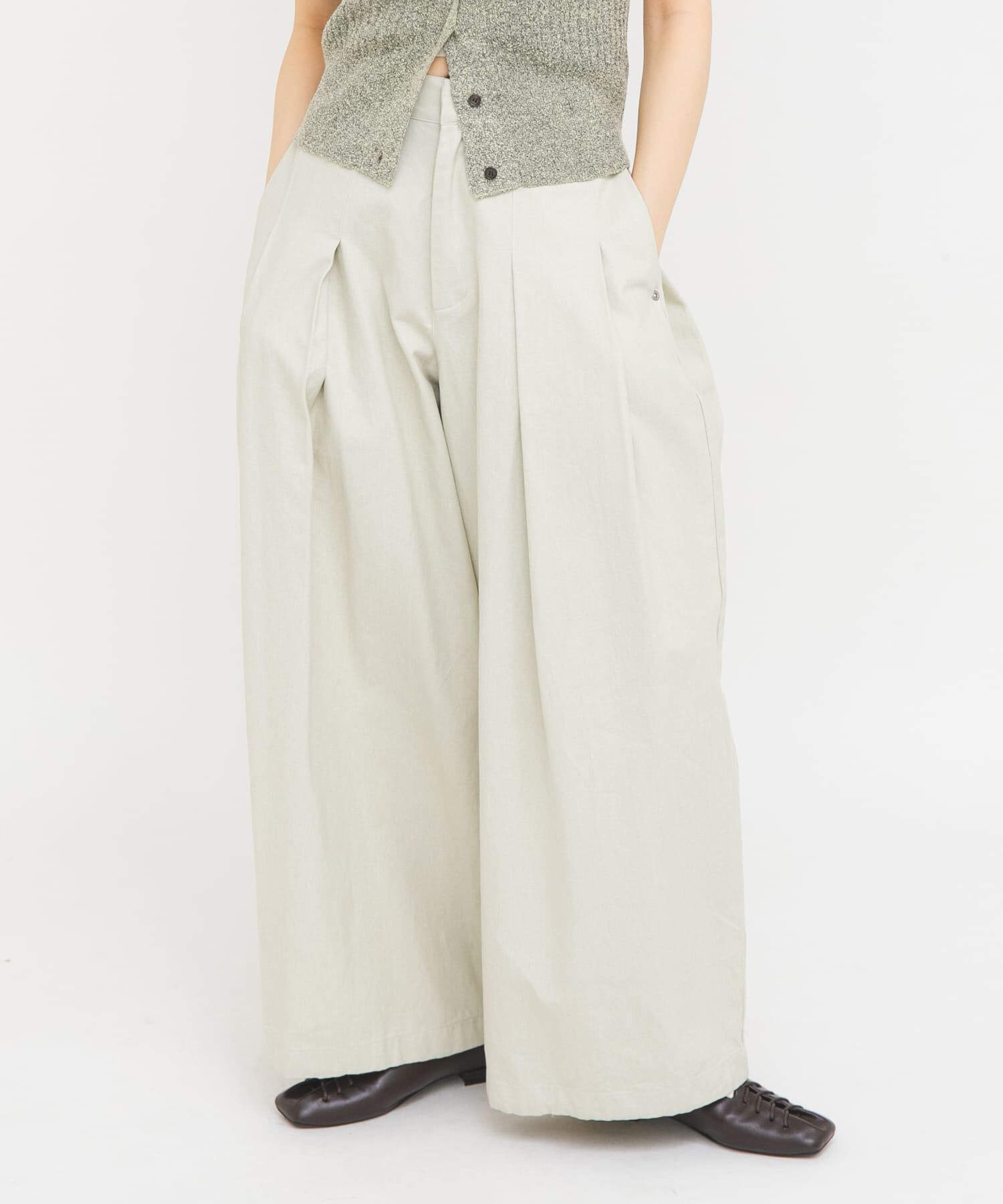  「ユーズドライクタックWIDEパンツ」|その他|アイボリー