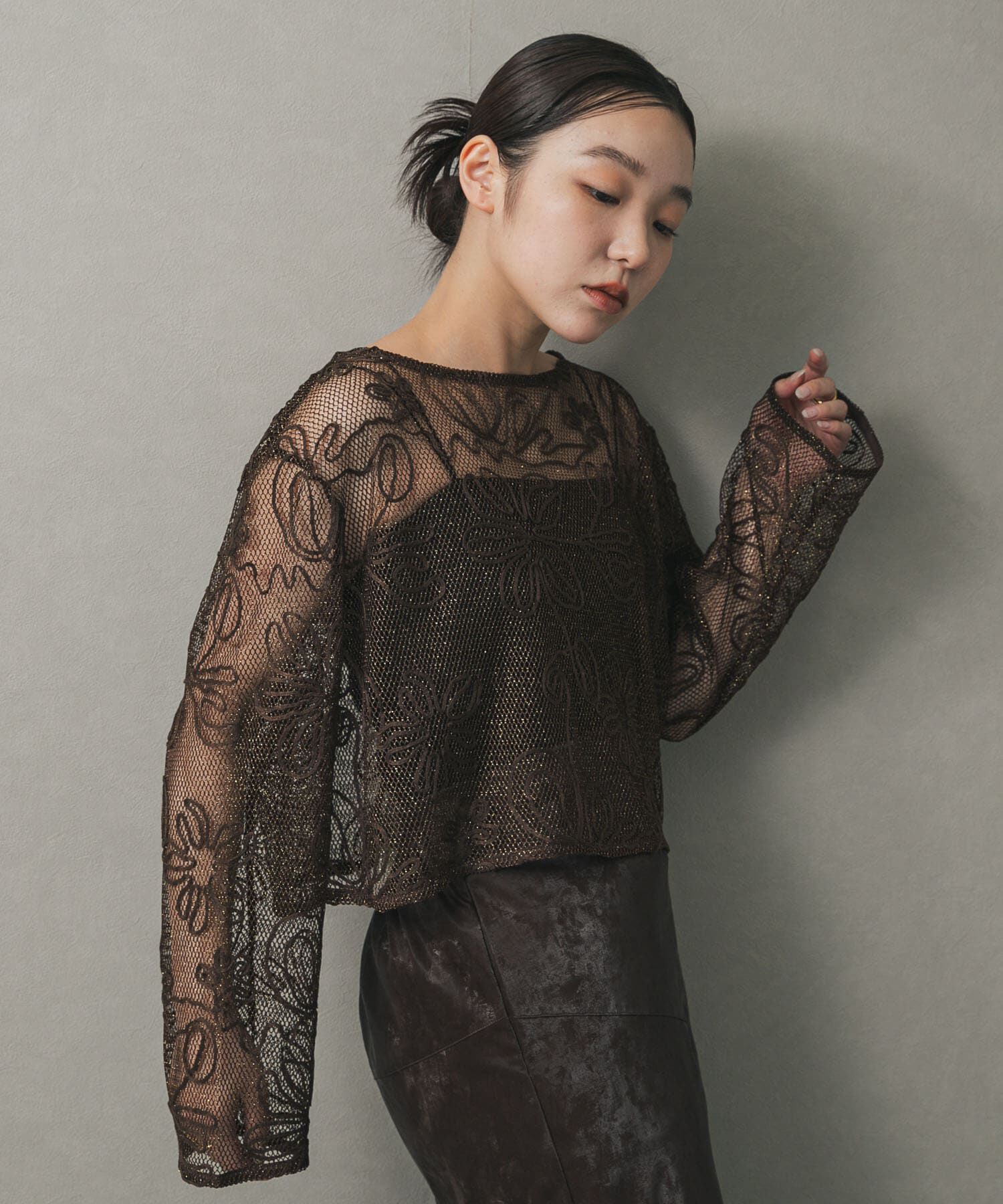 SENSE OF PLACE by URBAN RESEARCH「コードシシュウメッシュトップ」|Tシャツ・カットソー|