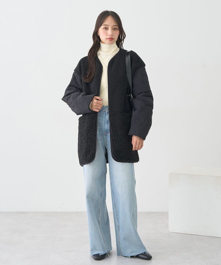 earth music&ecology「セルフカットワイドデニムパンツ」|デニム|