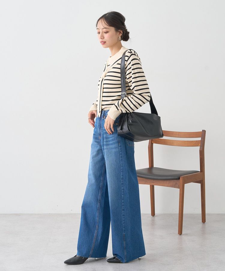 earth music&ecology「セルフカットワイドデニムパンツ」|デニム|