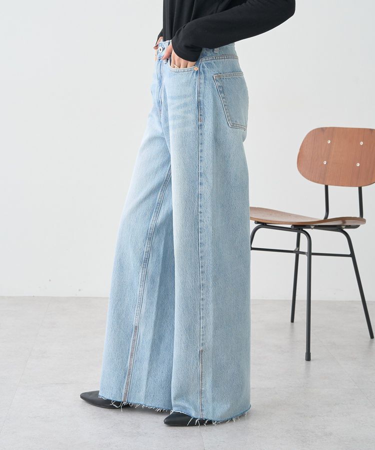 earth music&ecology「セルフカットワイドデニムパンツ」|デニム|