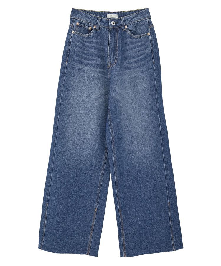 earth music&ecology「セルフカットワイドデニムパンツ」|デニム|