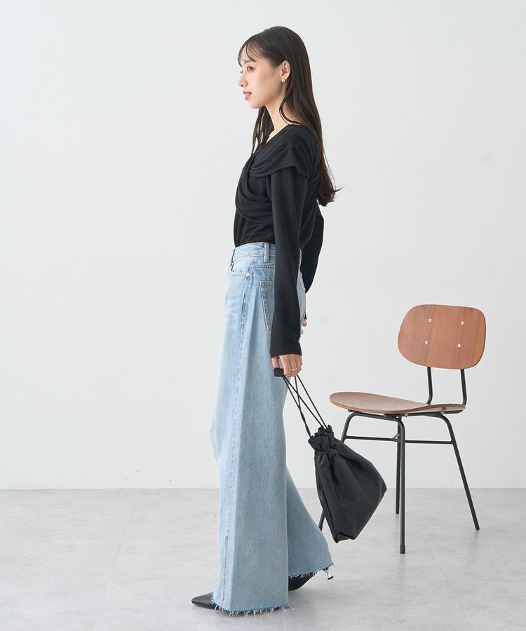 earth music&ecology「セルフカットワイドデニムパンツ」|デニム|
