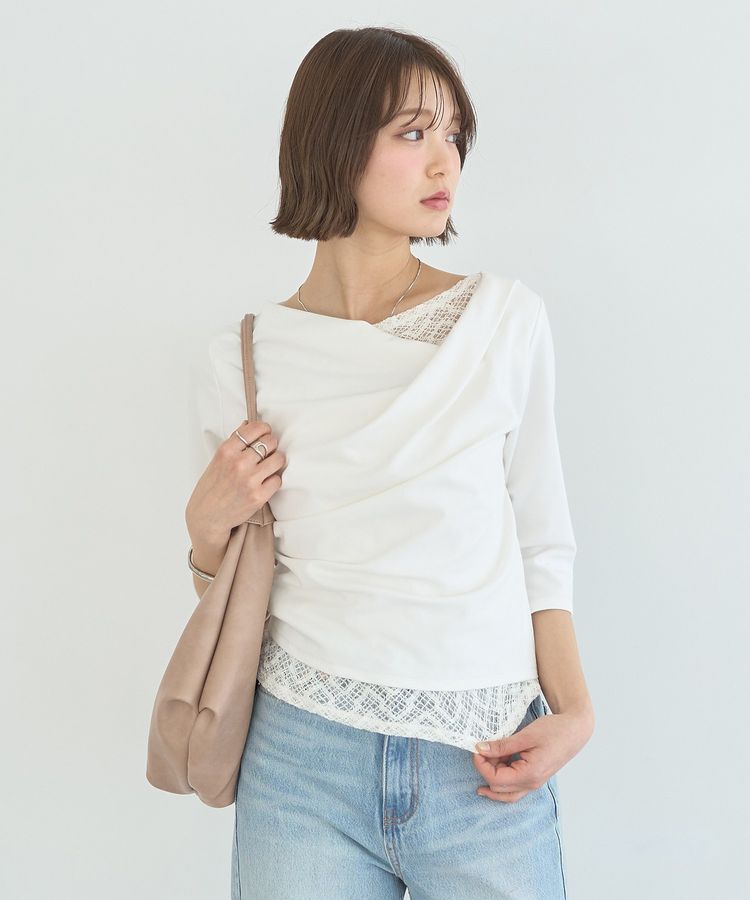 earth music&ecology「レースレイヤードドレーププルオーバー」|Tシャツ・カットソー|