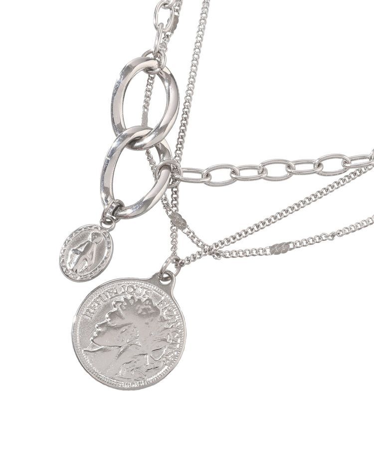 earth music&ecology「【ステンレス】コインモチーフ3連ネックレス」|ネックレス|